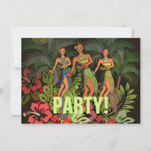 Hawaii Aloha Palm Hula Art Design Invitation
