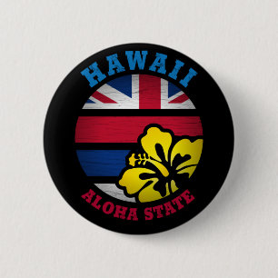 HAWAII ALOHA STATE FLAG 6 CM ROUND BADGE