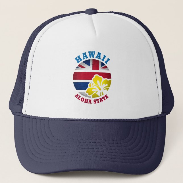 HAWAII ALOHA STATE FLAG TRUCKER HAT (Front)