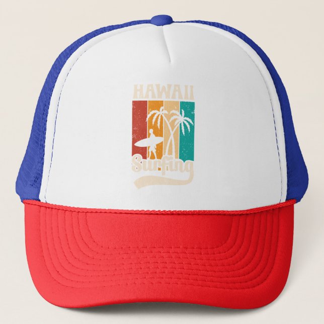 Hawaii Aloha Surfing Vintage Trucker Hat (Front)