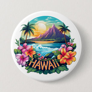Hawaii Aloha Tropical Beach Mountains Travel 7.5 Cm Round Badge