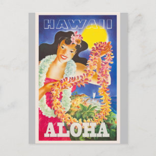Hawaii Aloha Vintage Travel  Holiday Postcard
