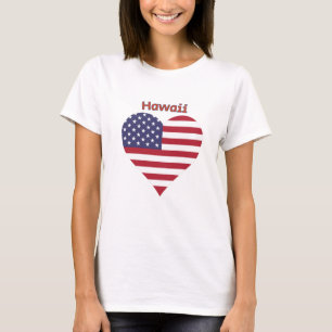 Hawaii American Flag Heart T-Shirt