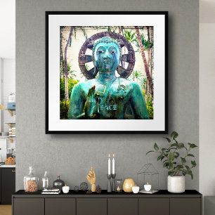 Hawaii Antique Turquoise Blue Buddha Photo Peace  Poster