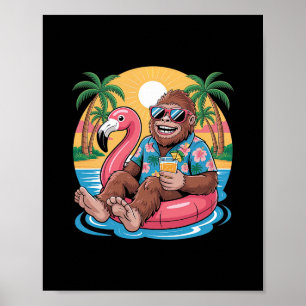 Hawaii Beach Bigfoot Summer Vacation Sasquatch Sum Poster