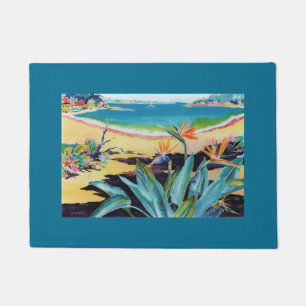 Hawaii Beach Bird of Paradise Painting Doormat