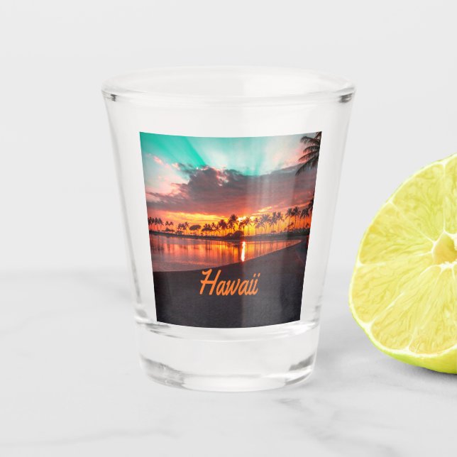 Hawaii Beach Hawaiian Islands Shot Glass (Front)