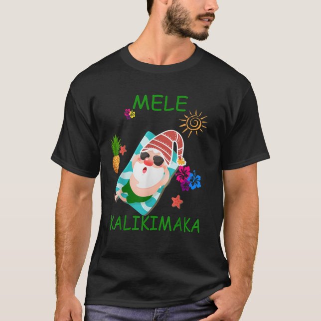 Hawaii Beach Mele Kalikimaka Funny Gnome Christmas T-Shirt (Front)