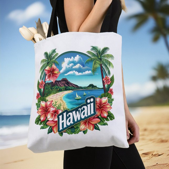 Hawaii Beach Mountains Tropical Flowers Travel Art Tote Bag (Hawaii Beach Mountains Tropical Flowers Travel Art Tote Bag)
