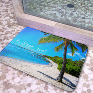 Hawaii Beach Palm Tree Sand Photo "On Beach Time" Bath Mat