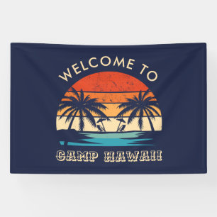 Hawaii Beach Party Retro sunset Banner