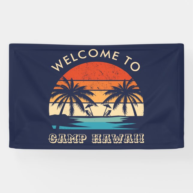 Hawaii Beach Party Retro sunset Banner (Horizontal)