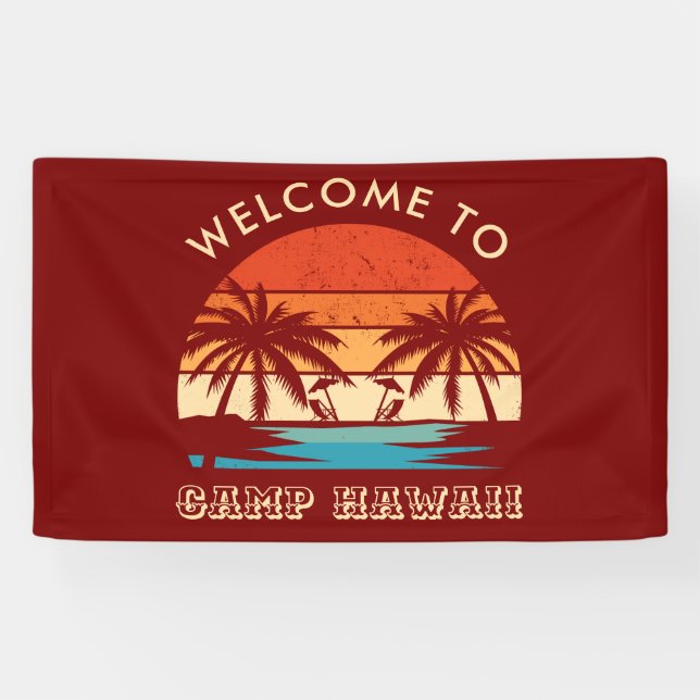 Hawaii Beach Party Retro sunset Banner (Horizontal)