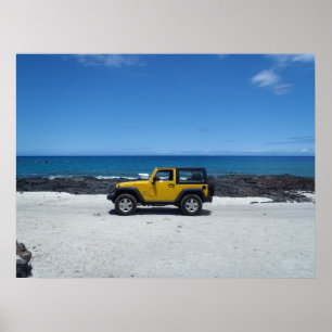 Hawaii beach scene adventure poster