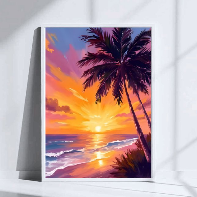 Hawaii Beach Sunset Painting Travel Poster (Creator Uploaded)