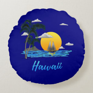Hawaii Beach Sunset Round Cushion