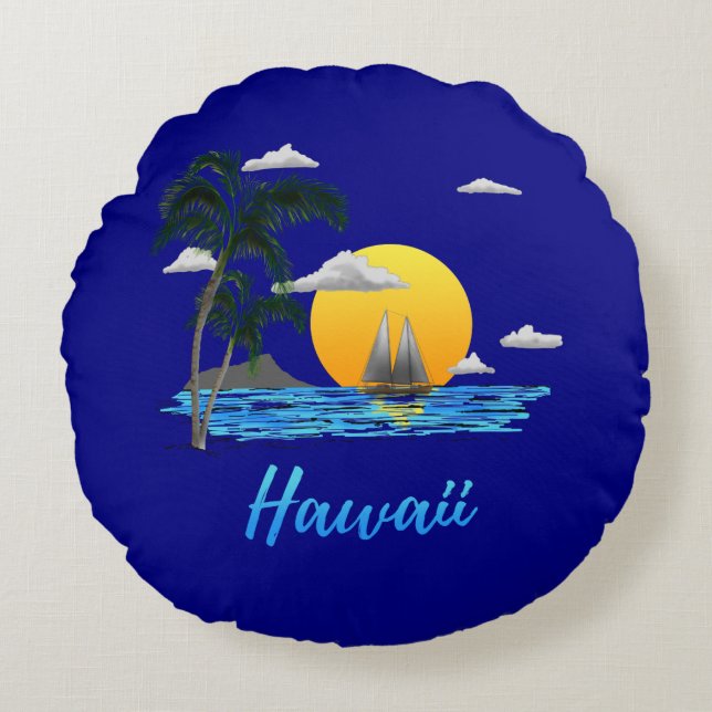 Hawaii Beach Sunset Round Cushion (Front)