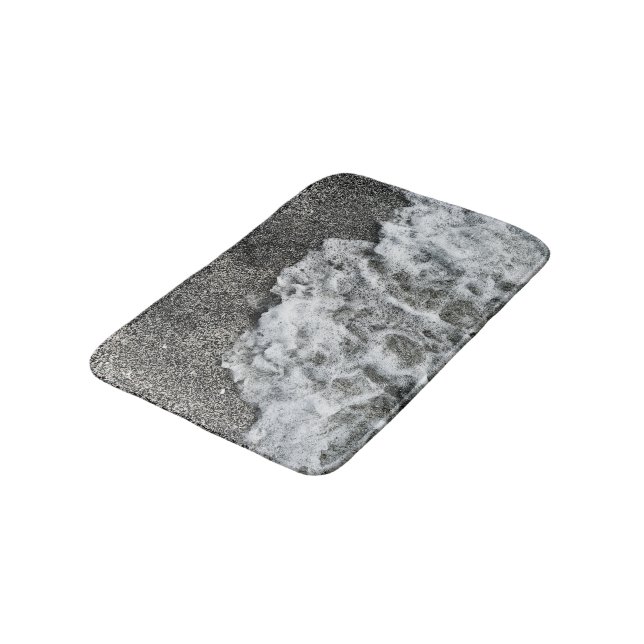 Hawaii Beach Surf Black Sand Ocean Sea Foam Kona Bath Mat (Angled)