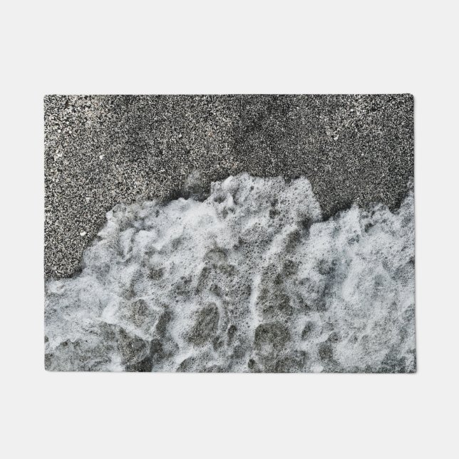 Hawaii Beach Surf Black Sand Ocean Sea Foam Kona Doormat (Front)