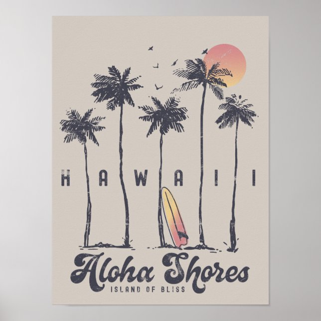 Hawaii Beach Surfer Summer Vacation Poster (Front)