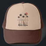 Hawaii Beach Surfer Summer Vacation Trucker Hat<br><div class="desc">Embrace the laid-back charm of Hawaii with our 'Hawaii Beach' trucker hat. Featuring iconic palm trees silhouetted against a breathtaking sunset, this trucker hat radiates retro style and summer vibes. Whether you're a surfer catching waves or simply soaking up the vacation atmosphere, this trucker hat captures the essence of Hawaiian...</div>