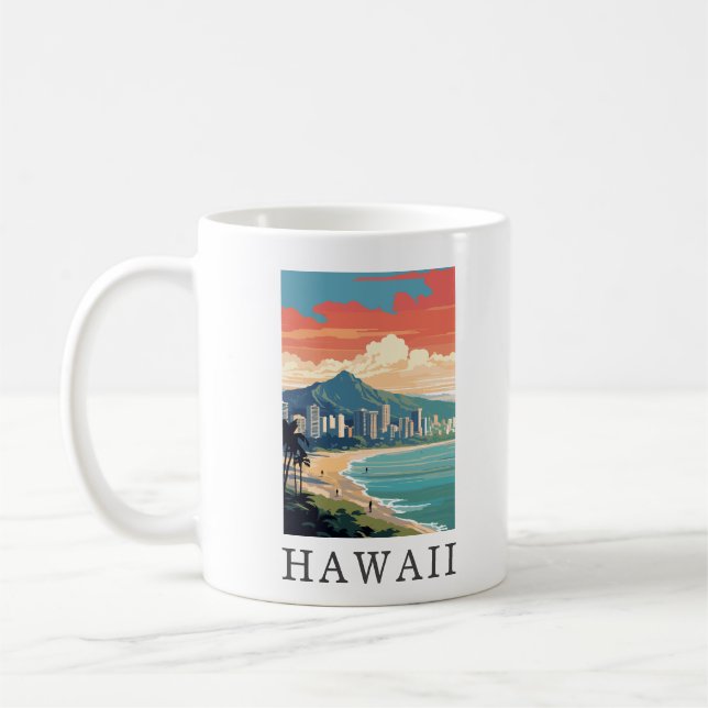 Hawaii Beach Travel Vintage Coffee Mug (Left)