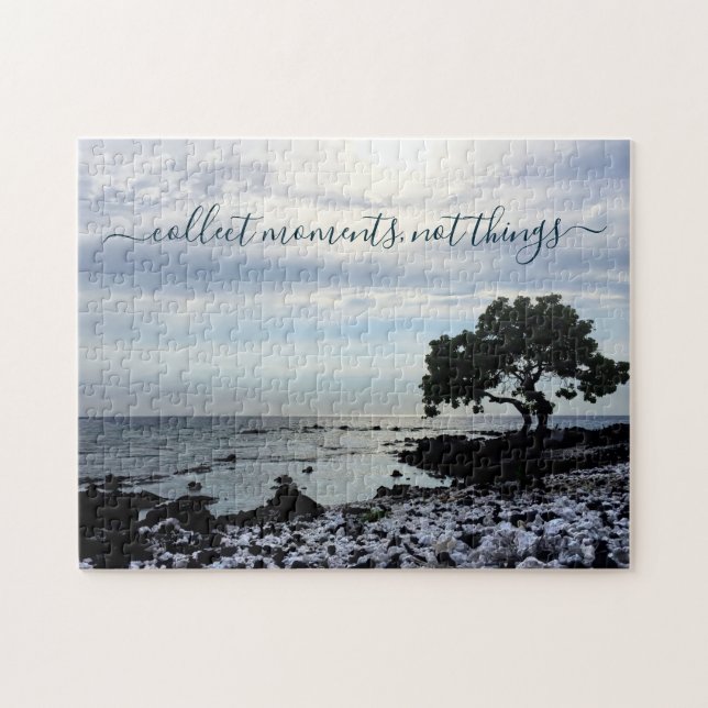 Hawaii Beach Tree Silhouette Collect Moments Quote Jigsaw Puzzle (Horizontal)