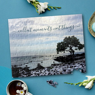 Hawaii Beach Tree Silhouette Collect Moments Quote Jigsaw Puzzle