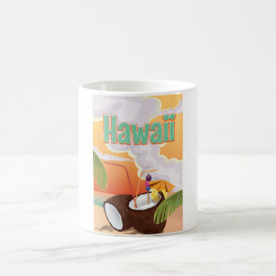 Hawaii beach vacation poster coffee mug