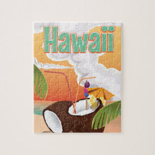 Hawaii beach vacation poster jigsaw puzzle