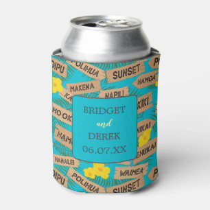 Hawaii Beach Wedding Can Cooler