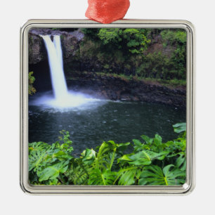 Hawaii, Big Island, Hilo, Rainbow Falls, Lush Metal Tree Decoration