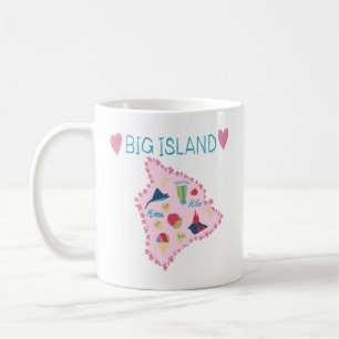 Hawaii Big Island Map Cute Pastel Illustration Coffee Mug