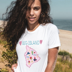 Hawaii Big Island Map Cute Pastel Illustration T-Shirt
