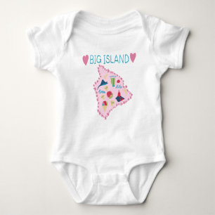 Hawaii Big Island Map Cute Pastel Illustration To Baby Bodysuit
