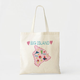 Hawaii Big Island Map Cute Pastel Illustration Tote Bag