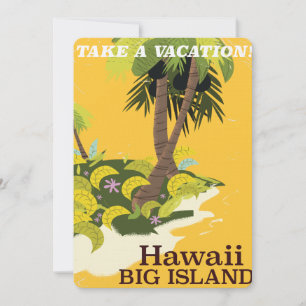 Hawaii big island vintage travel poster invitation