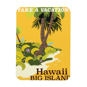 Hawaii big island vintage travel poster magnet