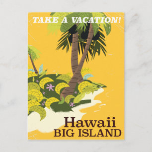 Hawaii big island vintage travel poster postcard
