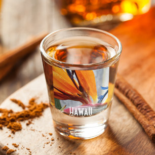 Hawaii Bird of Paradise Plant Floral Shot Glass