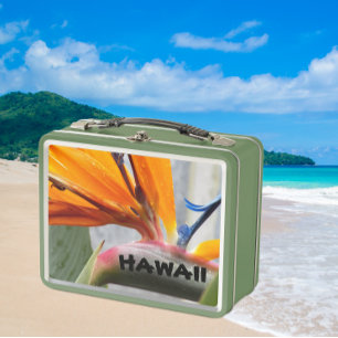 Hawaii Bird of Paradise Plant Flower Metal Lunch Box