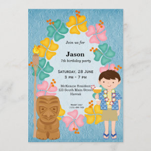 Hawaii birthday boy invitation