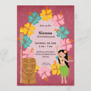 Hawaii birthday girl invitation