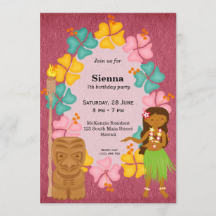 Hawaii birthday girl invitation