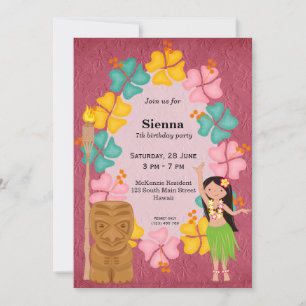 Hawaii birthday girl invitation