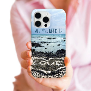 Hawaii Black Sand Beach Coral Heart Love Quote iPhone 16 Pro Max Case