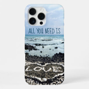 Hawaii Black Sand Beach Coral Heart Love Quote iPhone 16 Pro Max Case