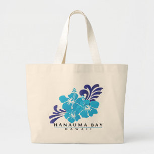 Hawaii Blue Hibiscus Flower Large Tote Bag
