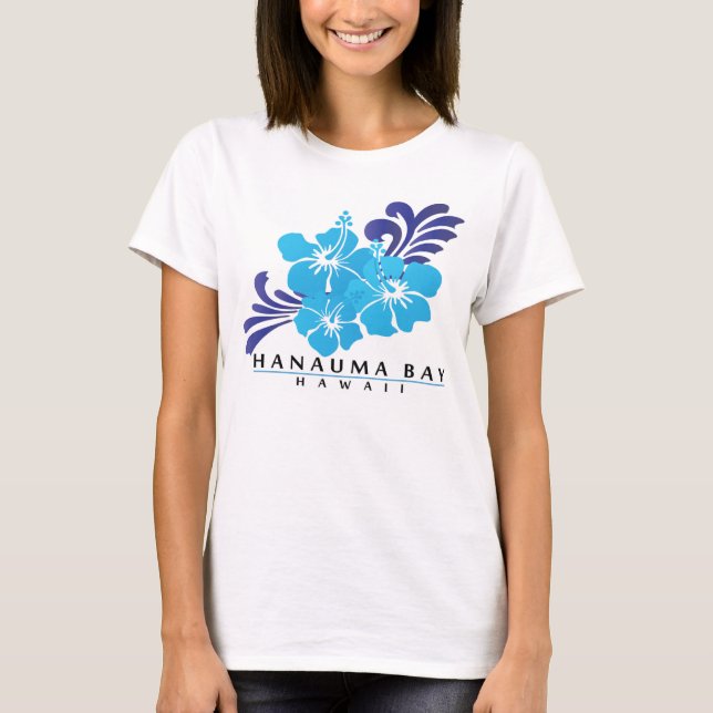 Hawaii Blue Hibiscus Flowers T-Shirt (Front)