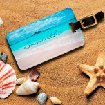 Hawaii blue ocean & sandy beach photo custom name luggage tag<br><div class="desc">Remind yourself of the fresh salt smell of the ocean air whenever you use this stunning, vibrantly-coloured photo, personalised name luggage tag. Exhale and explore the solitude of an empty Hawaiian beach. Makes a great gift for someone special! Just type in the name of your choice and you can easily...</div>
